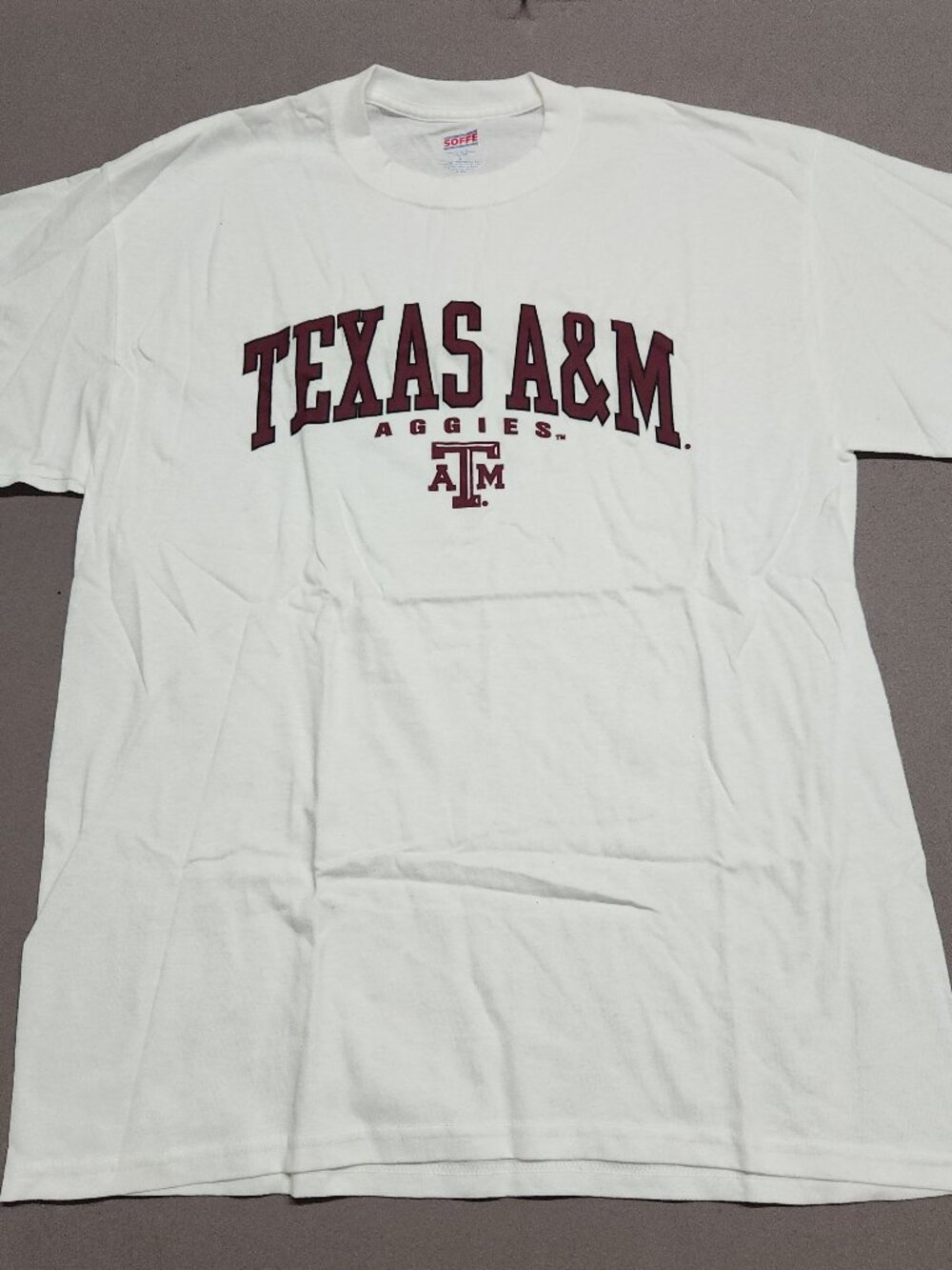 Soffe Texas A&M Aggies T Shirt Adult L 100% Cotton Graphic Tee White 134